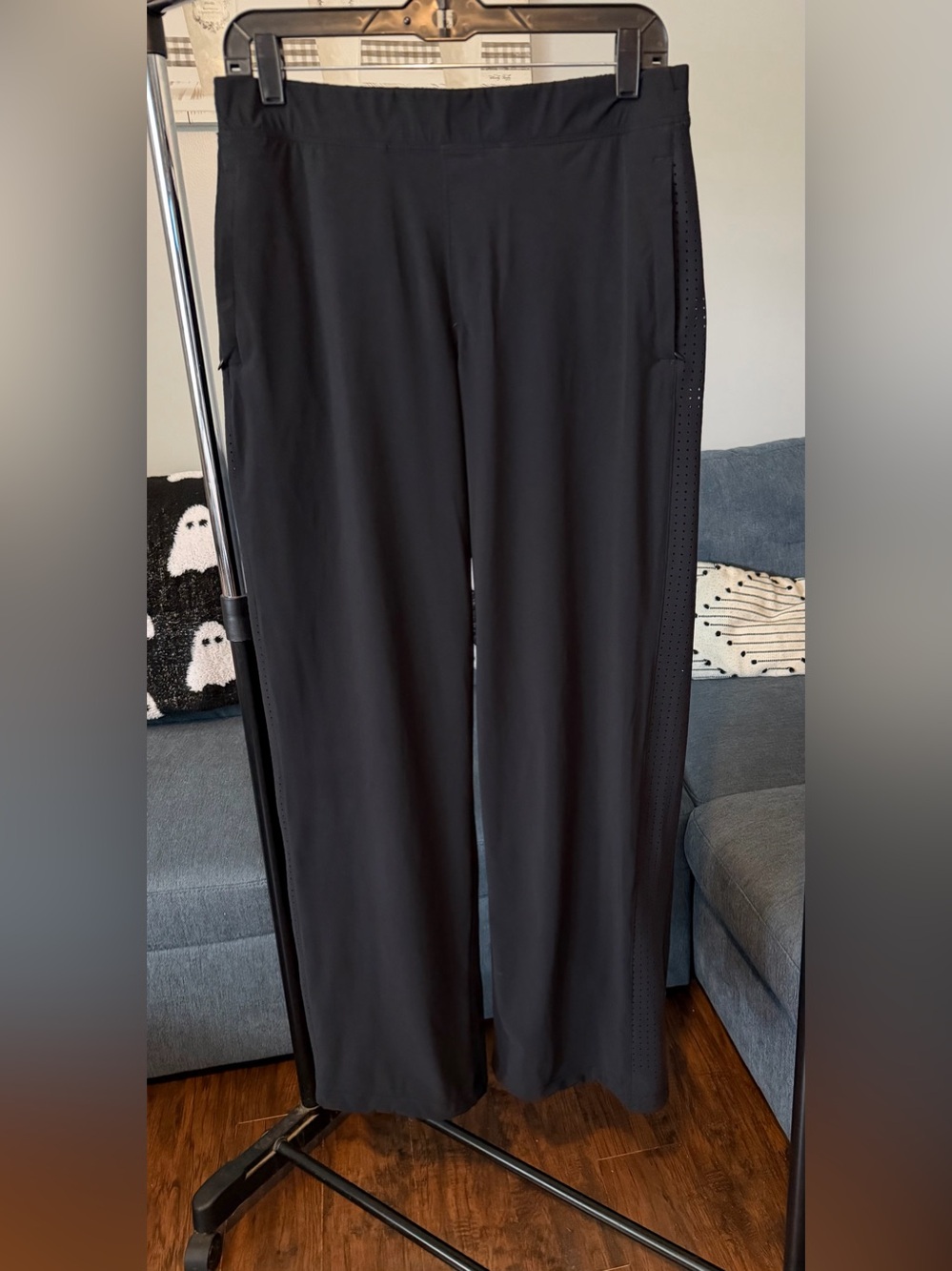 lululemon Black Wide-Leg Active Pants with Side Perforation